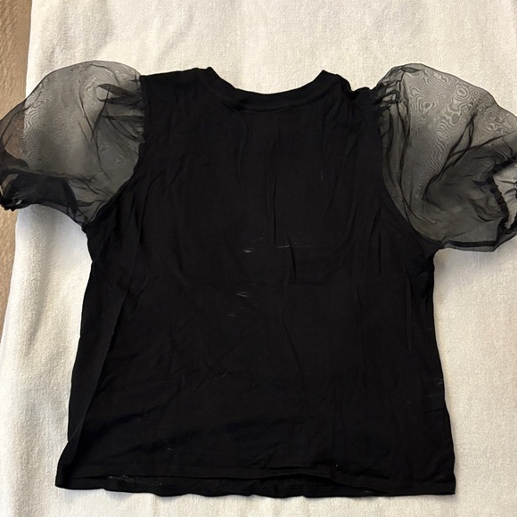 Forever 21 Black Tee with Sheer Sleeves and Art Print - Picture 6 of 6